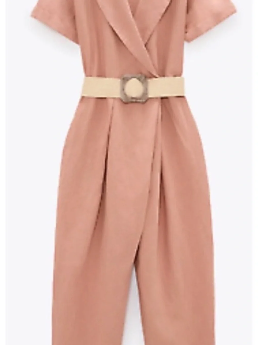 Zara Linen Blend Pink Jumpsuit Size Medium